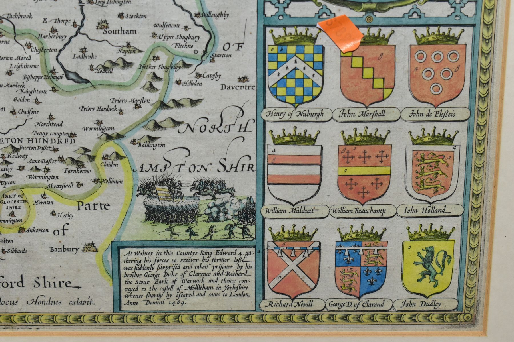 AFTER JOHN SPEED, A MAP OF WARWICK PUBLISHED BY THOMAS BASSETT & RICHARD CHISWELL 1676, the map - Image 5 of 7