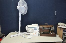 A BROTHER PS33 SEWING MACHINE (no treadle or power cable so untested), a Status pedestal fan (PAT