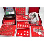 TWO COIN FILES CONTAINING 7 TRAYS OF MIXED COINS, to include Henry VIII silver groat York mint