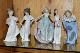 FIVE LLADRO/LLADRO NAO FIGURINES, comprising Lladro May Dance no 5662 by Jose Puche, height 22cm (