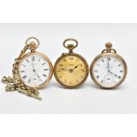 A BOXED 'BENTIMA LEVER' POCKET WATCH AND TWO GOLD-PLATED POCKET WATCHES, round gold engine turned