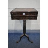 A 19TH CENTURY MAHOGANY TRIPOD READING TABLE, Wylie and Lockhead of Glassgow label attached,