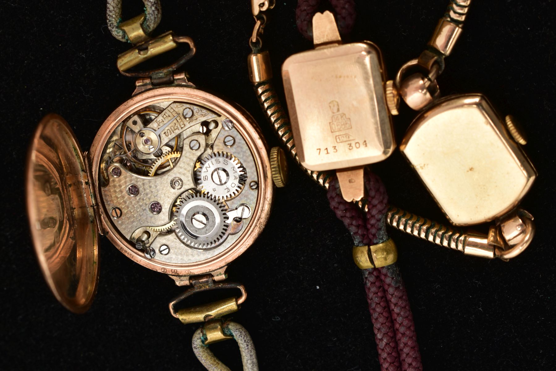 THREE 9CT GOLD WRISTWATCHES, the first a with a hand wound movement, round two tone dial, Roman - Image 4 of 4