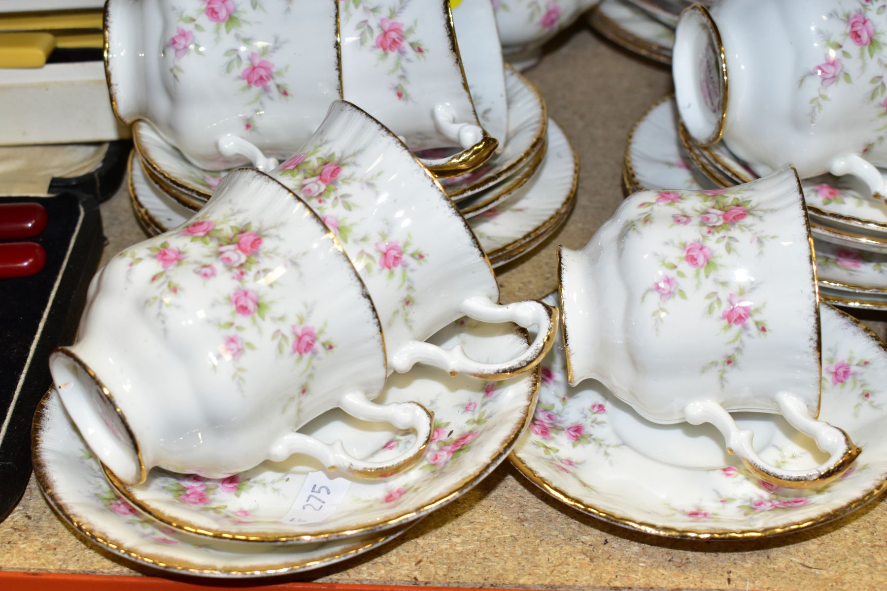 THIRTY SEVEN PIECES OF PARAGON VICTORIANA ROSE TEA AND DINNER WARES, comprising a teapot, five tea - Image 3 of 8