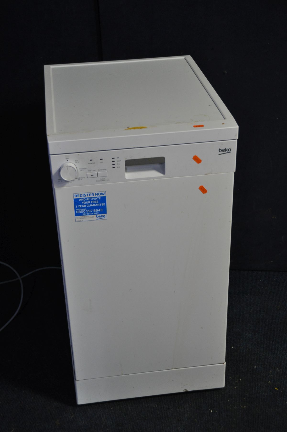 A BEKO DISHWASHER measuring at width 45cm x depth 61cm x height 85cm (PAT pass and powers up)
