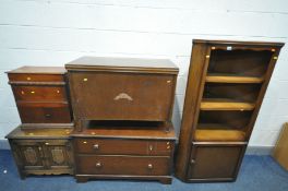 AN OAK CHEST OF TWO DRAWERS, width 101cm x depth 53cm x height 61cm (condition:-missing one