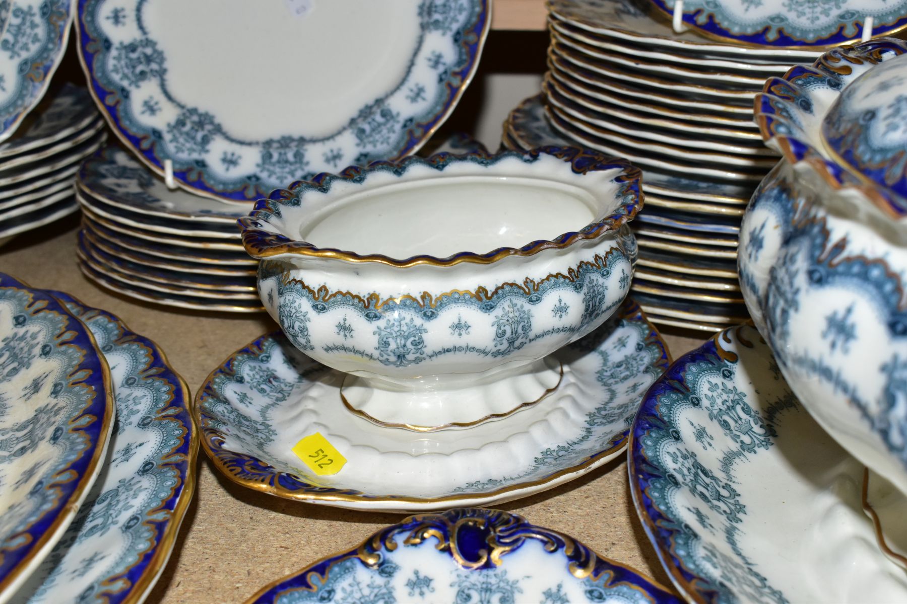 A LATE NINETEENTH CENTURY FORTY NINE PIECE FURNIVALS REGAL PATTERN DINNER SERVICE, with printed, - Image 5 of 12