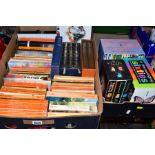 TWO BOXES OF BOOKS, approximately sixty six books, mainly fiction including over forty Penguin