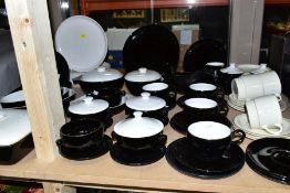 A QUANTITY OF DENBY ECLIPSE STONEWARE DINNERWARE AND OTHER TABLEWARES BY POOLE AND DEBENHAMS, the