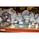 A GROUP OF CERAMIC TEA AND DINNER WARES, forty four pieces to include four Royal Crown Derby Imari