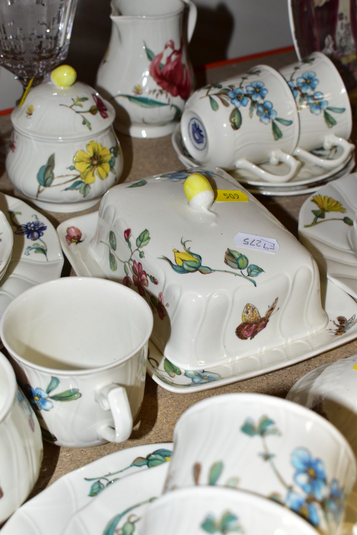 A THIRTY SEVEN PIECE VILLEROY AND BOCH PART TEA SET WITH TWO CRYSTAL GLASSES, tea set in the Bouquet - Image 11 of 11