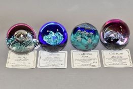 FOUR LIMITED EDITION CAITHNESS GLASS PAPERWEIGHTS, with certificates, comprising Star Ship 14/750,