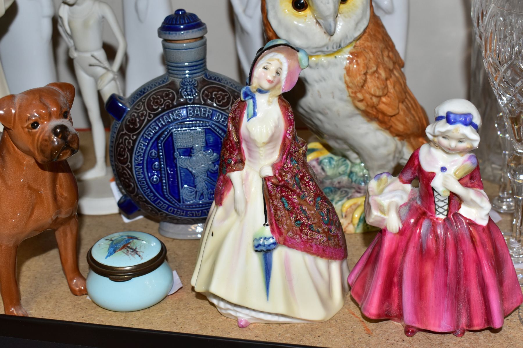 A GROUP OF CERAMIC ORNAMENTS AND CRYSTOLEUMS, to include Royal Doulton Paisley Shawl HN1988 and - Image 3 of 14