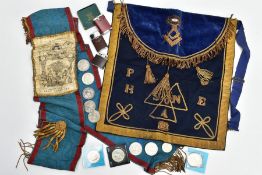 MASONIC SASHES AND OTHER MEMORABLIA, to include a Charles Lang designed Masonic sash for the '