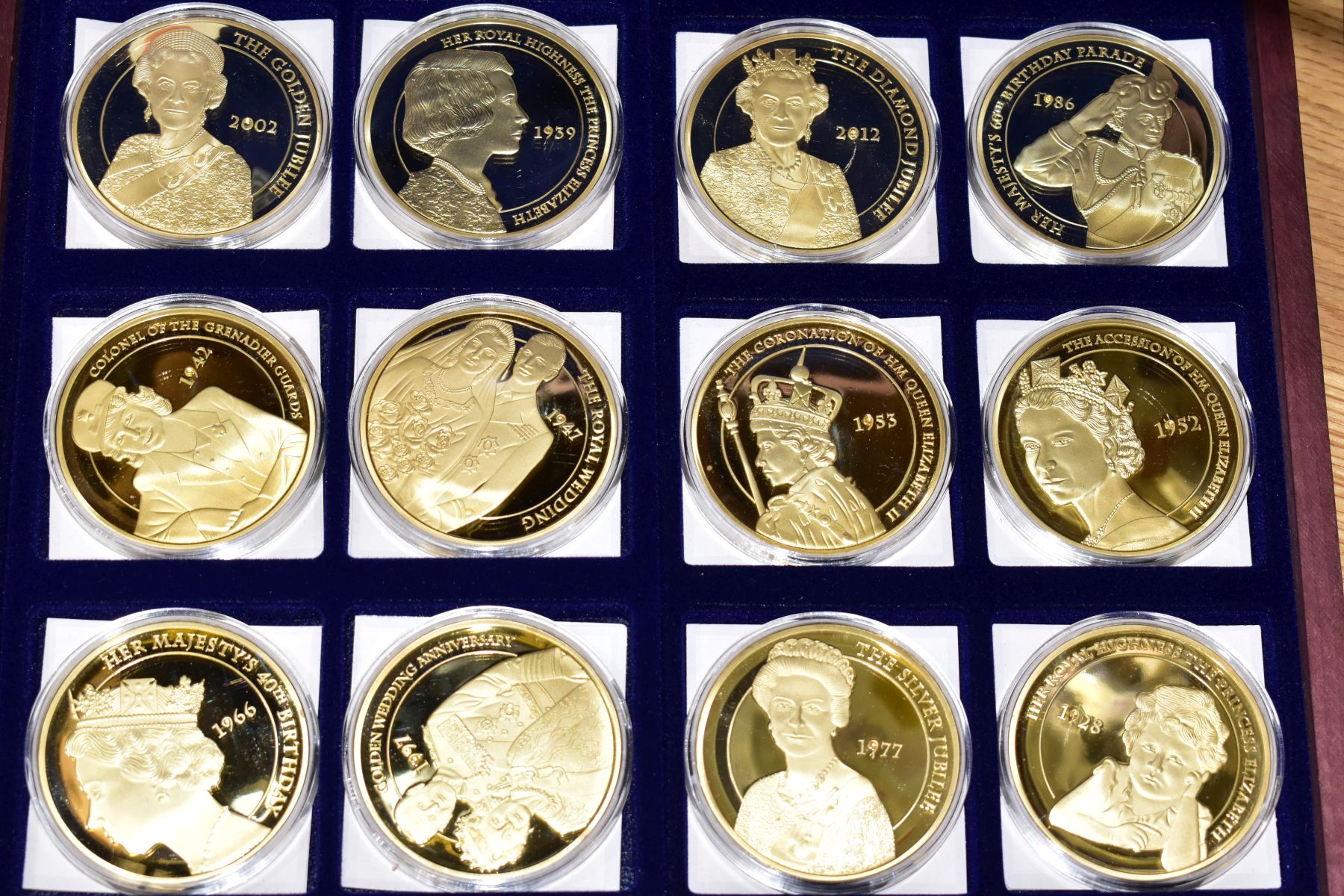 TWO COMMEMORATIVE GOLD PLATED PROOF COIN SETS, each coin featuring portraits of Queen Elizabeth II - Image 2 of 5