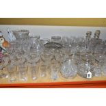 A QUANTITY OF CUT CRYSTAL AND OTHER GLASSWARES, more than seventy pieces to include a square and a