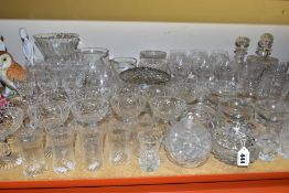 A QUANTITY OF CUT CRYSTAL AND OTHER GLASSWARES, more than seventy pieces to include a square and a