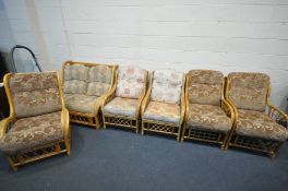 FIVE VARIOUS WICKER CONSERVARY SOFAS/SETTEES