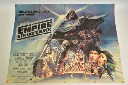 STAR WARS THE EMPIRE STRIKES BACK 1980, British quad film poster, black on silver lettering and