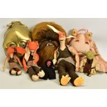 A QUANTITY OF ASSORTED STAR WARS BACK PACKS AND FIGURES, plush Chewbacca back pack, quilted C3PO