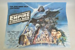 STAR WARS THE EMPIRE STRIKES BACK 1980, British quad film poster, white on black lettering and logo,