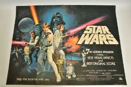 STAR WARS 1977, British quad film poster, Style C Oscar version with artwork by Tom Chantrell,