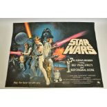 STAR WARS 1977, British quad film poster, Style C Oscar version with artwork by Tom Chantrell,