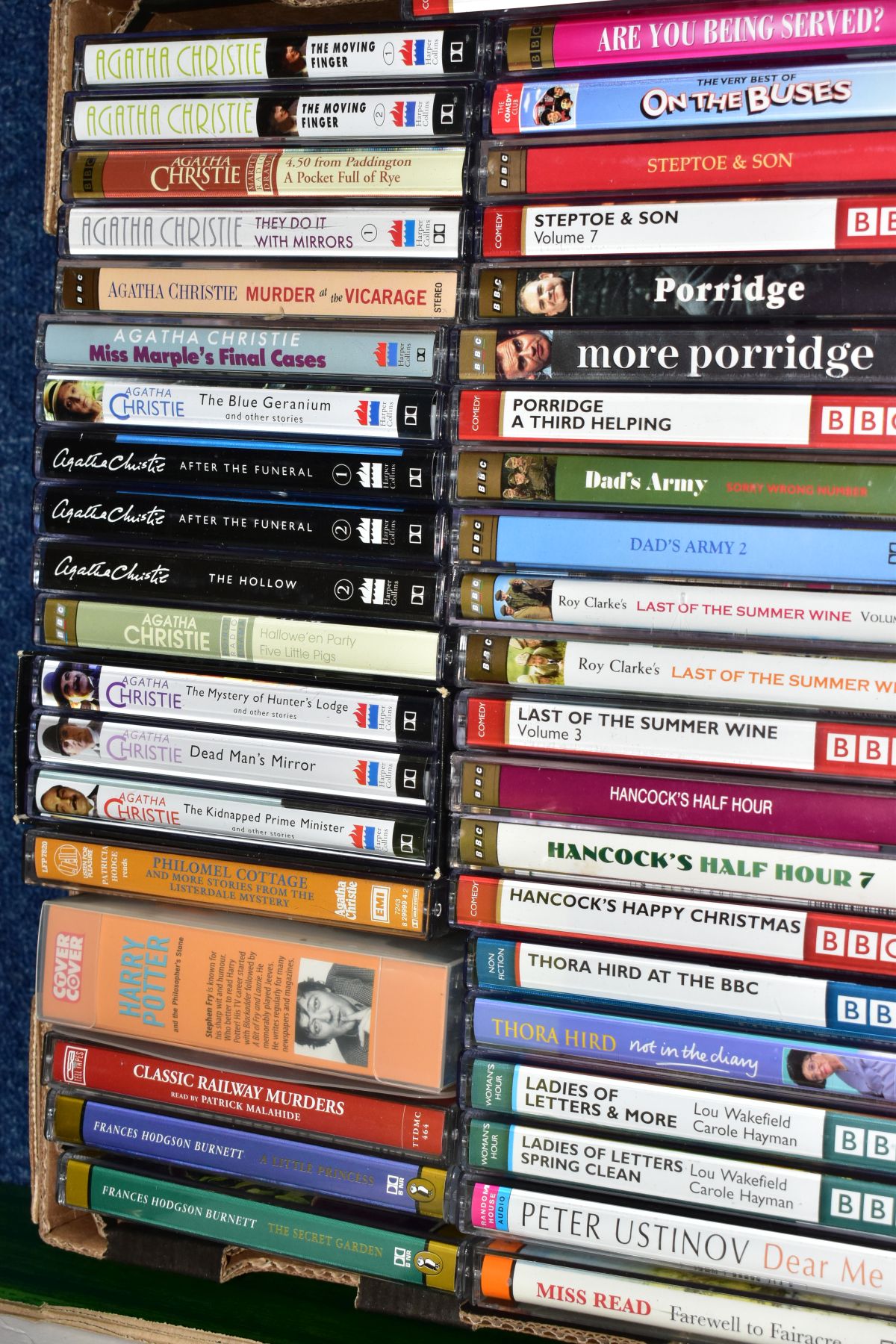 A BOX OF AUDIO BOOK CASSETTES, including Agatha Christie (Miss Marple read by Joan Hickson, Poirot - Image 2 of 3