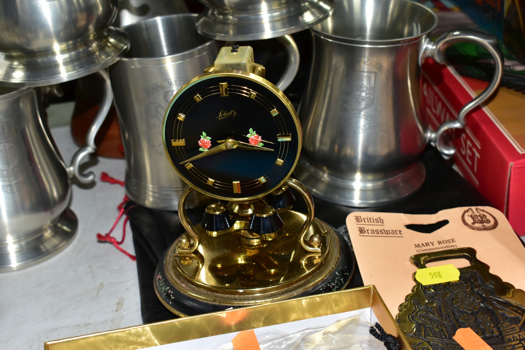 SCHATZ ANNIVERSARY CLOCK AND PEWTER TANKARDS ETC, tankards comprise limited edition 'Battle of - Image 5 of 10