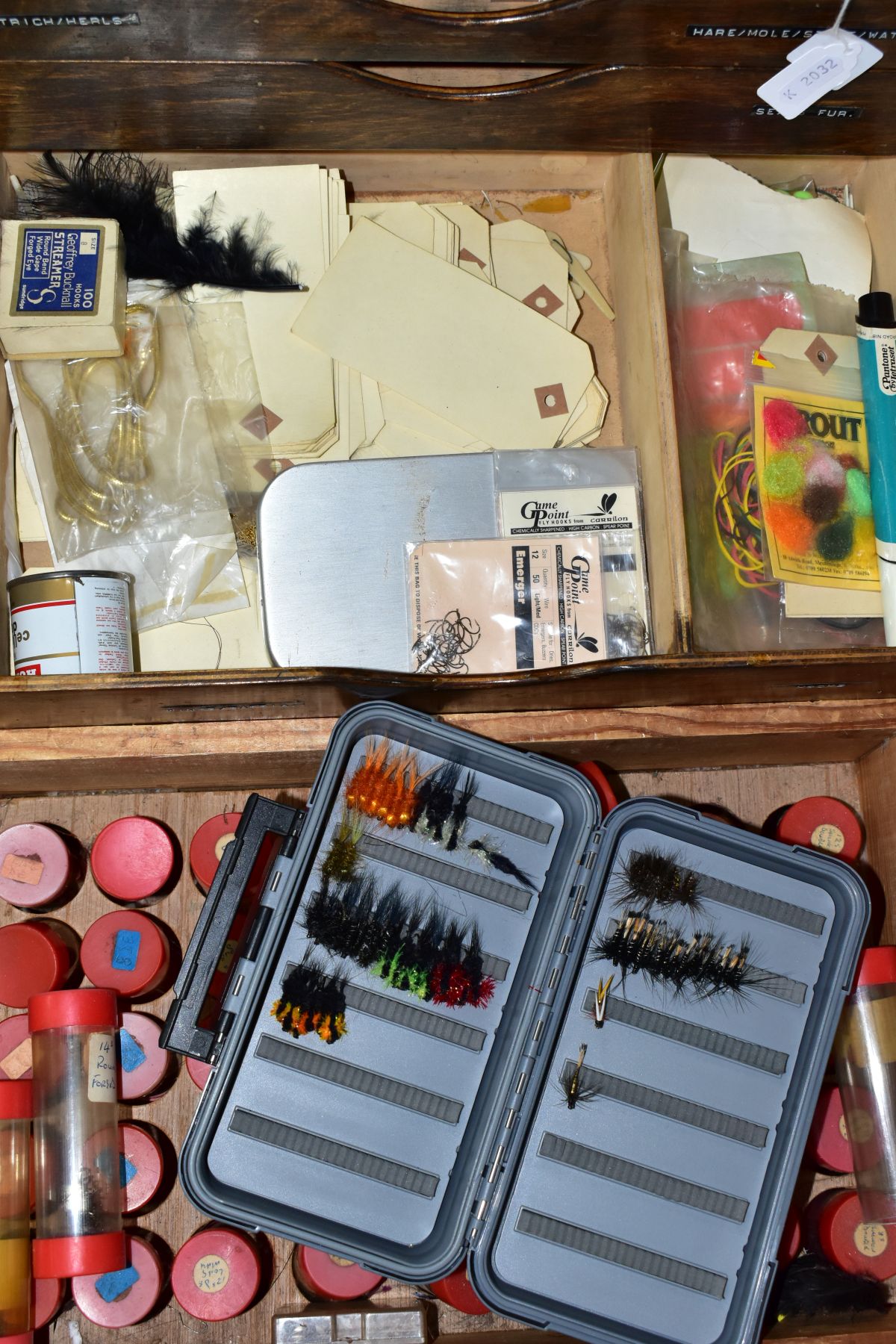 FLY TYING INTEREST, a nine drawer chest containing fly tying accessories, including feathers, - Image 12 of 13