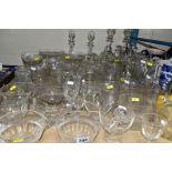 A COLLECTION OF 19TH AND 20TH CENTURY CUT GLASS ETC, to include fifteen wine glass rinsers, a pair