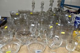 A COLLECTION OF 19TH AND 20TH CENTURY CUT GLASS ETC, to include fifteen wine glass rinsers, a pair