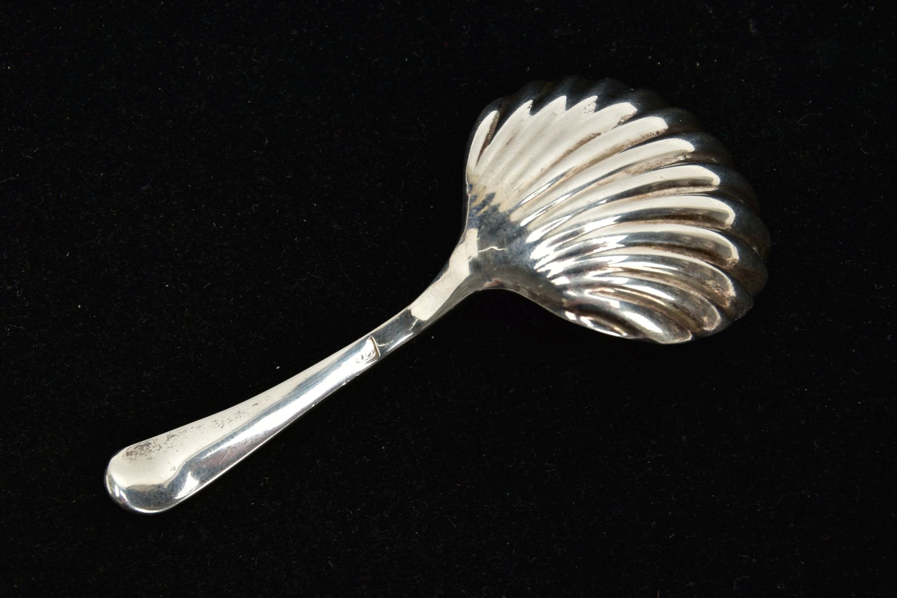 A SILVER COLOURED METAL CADDY SPOON, engraved M.G.B in memory of C.G to the front of the handle, - Image 2 of 3