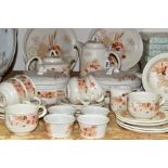 A FORTY SIX PIECE POOLE POTTERY SUMMER GLORY DINNER SERVICE, comprising two tureens, a teapot, a
