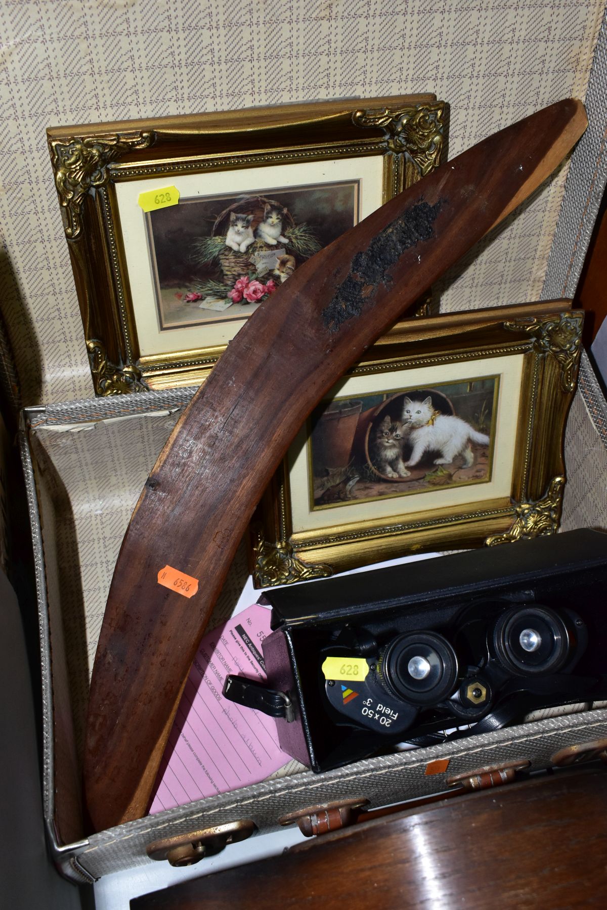 A MANTEL CLOCK, A PHOTOGRAPH ALBUM, A SUITCASE AND SUNDRY ITEMS, comprising a twentieth century - Image 8 of 8