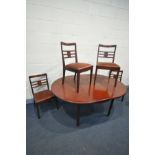 A G PLAN ARCADIA CIRCULAR MAHOGANY EXTENDING DINING TABLE with a single fold out leaf, on square