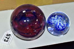 ISLE OF WIGHT PAPERWEIGHT SIGNED TO THE BASE BY MICHAEL HARRIS, with two paper labels, together with