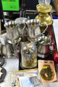 SCHATZ ANNIVERSARY CLOCK AND PEWTER TANKARDS ETC, tankards comprise limited edition 'Battle of