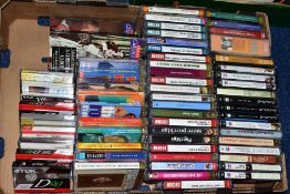 A BOX OF AUDIO BOOK CASSETTES, including Agatha Christie (Miss Marple read by Joan Hickson, Poirot