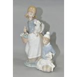 TWO LLADRO FIGURINES, comprising no 4835 Girl with Lamb, designed by Juan Huerta, issued 1972-