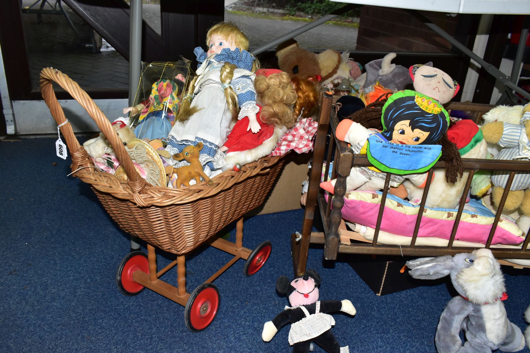 THREE BOXES AND LOOSE SOFT TOYS, DOLLS, DOLLS PRAM AND CRADLE, to include approximately eighteen - Image 2 of 13