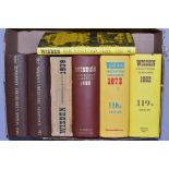 A BOX OF SEVEN WISDEN'S BOOKS, comprising Cricketer's Almanacks 1906, 1913, 1939, 1959. 1973 and