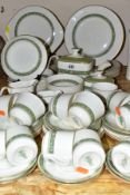 A SIXTY TWO PIECE ROYAL DOULTON RONDELAY H5004 DINNER SERVICE with green, grey or black