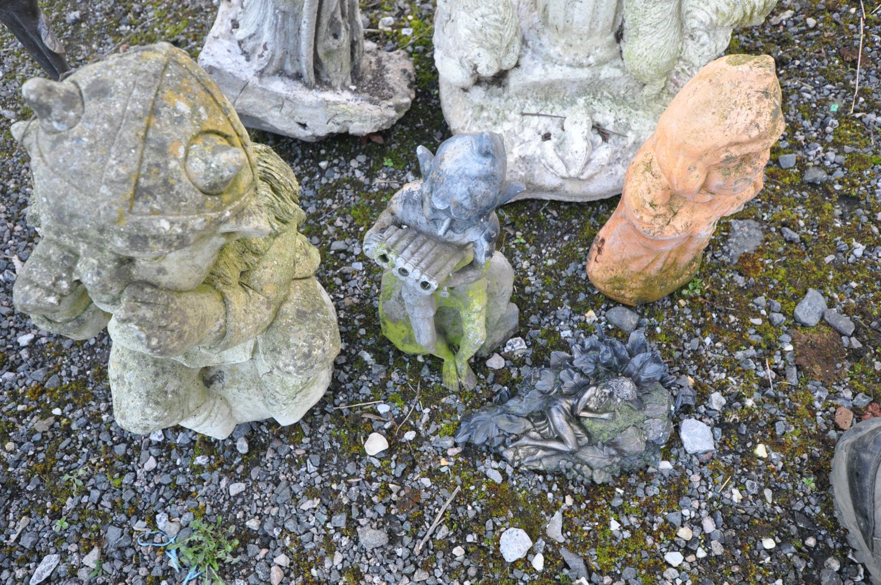 SEVEN MYTHICAL GARDEN FIGURES, including a composite man sitting on a ruined column with animals - Image 3 of 3