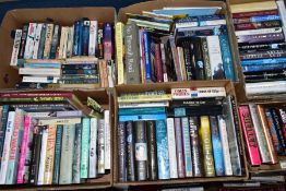 FOUR BOXES OF BOOKS, approximately ninety books with titles to include biography, autobiography,