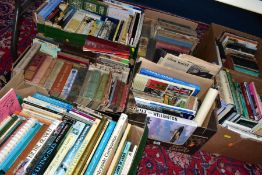 SEVEN BOXES OF BOOKS, approximately one hundred and eighty books with titles to include 'Of