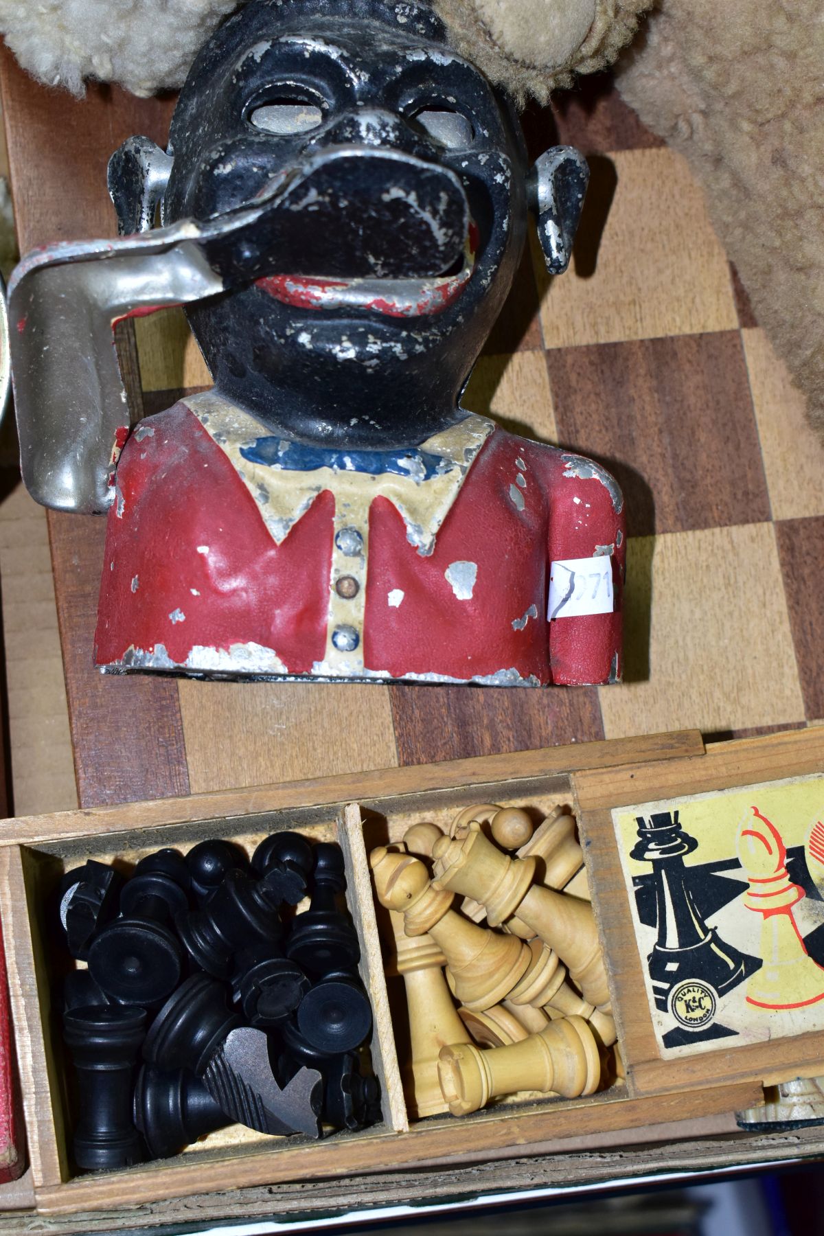 TWO BOXES OF VINTAGE TOYS AND BOARD GAMES AND A WOODEN FORT, including J & L Randall Ltd 'Colour - Image 7 of 12