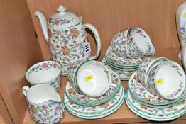 MINTON HADDON HALL TEA WARES, comprising of a coffee pot, six cups - two seconds, seven saucers -