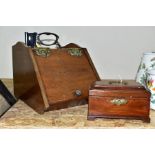 A PURDONIUM AND TEA CADDY WITH CONVERTED INTERIOR, comprising a late 19th/early 20th century coal