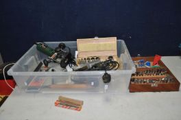 A TRAY CONTAINING TOOLS including an Elu MOF 93 E type 2 router (PAT fail due to uninsulated plug